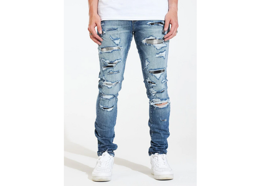 Crysp Denim Hitch Jeans - Blue Distressed