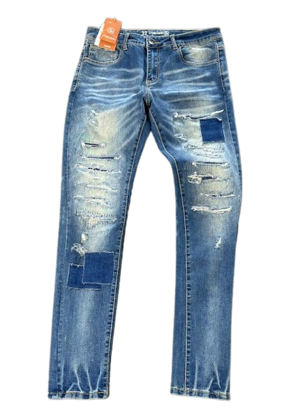 Crysp Denim Hitch Jeans - Blue Distressed